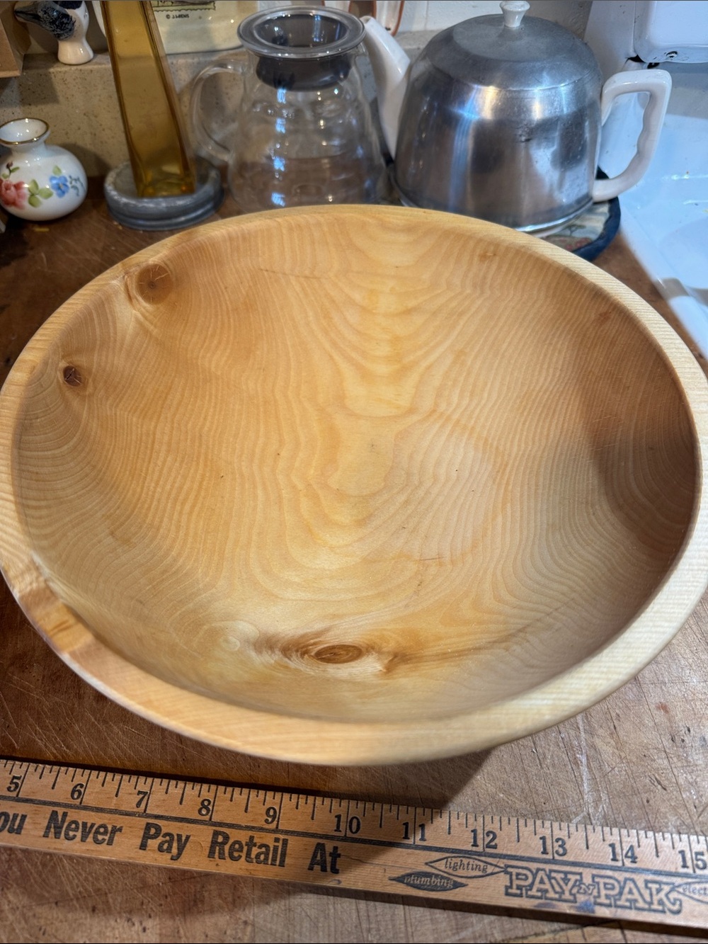 Hand-Turned Natural Wood Serving Bowl